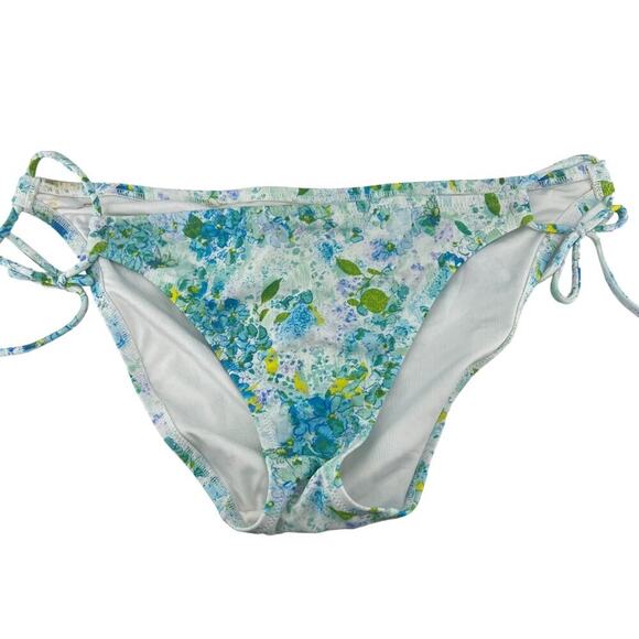 Victorias Secret Blue Green Floral String Bikini Bottom Size XL - Picture 1 of 7
